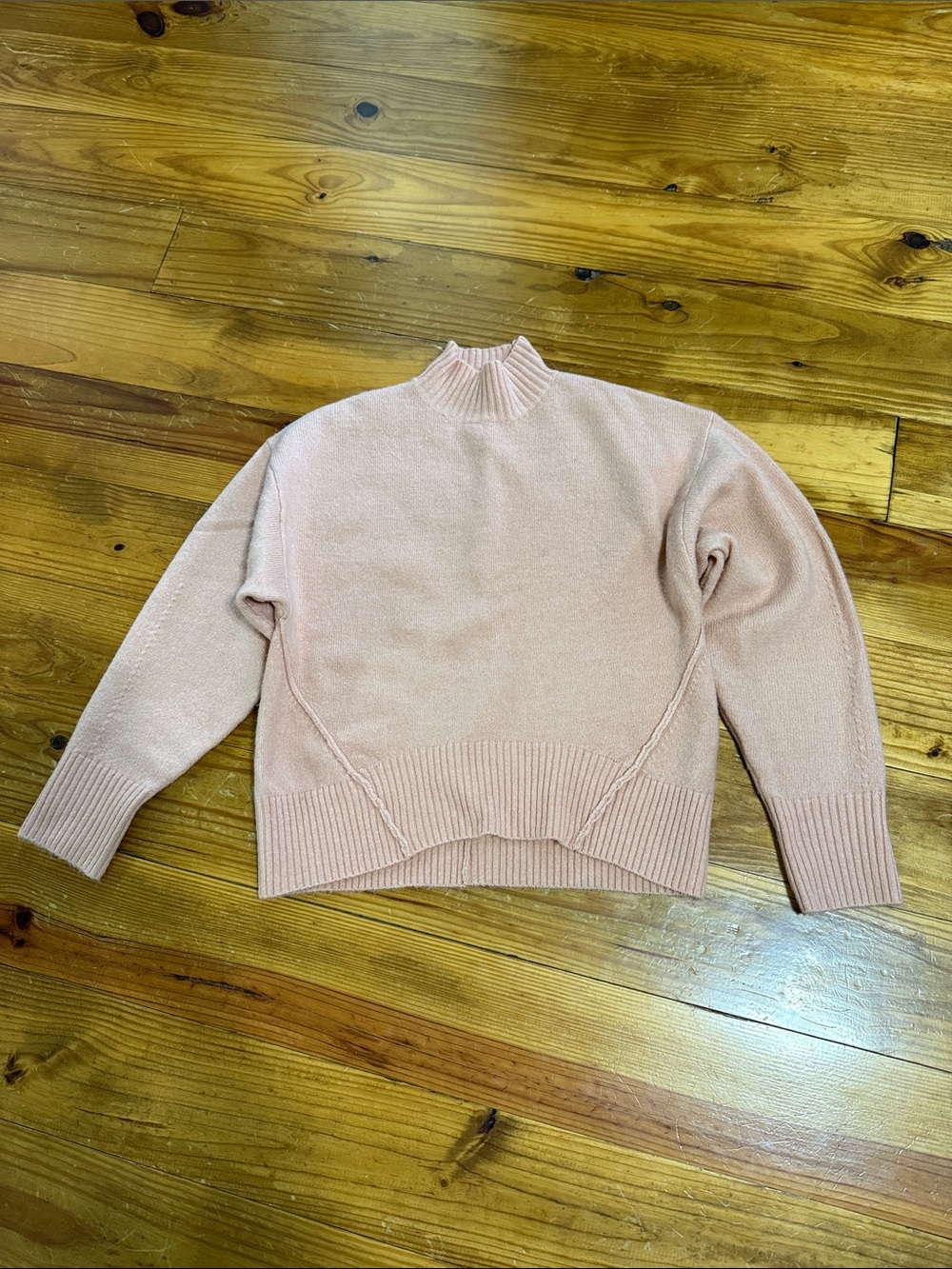 Women's Ribbed Mock Neck Sweater in Blush Pink
